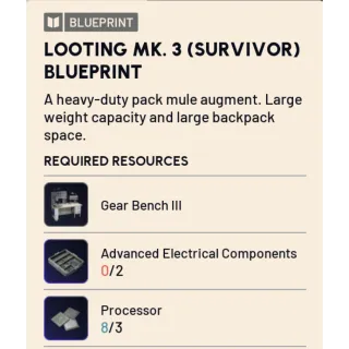 Looting mk3 survivor blueprint 