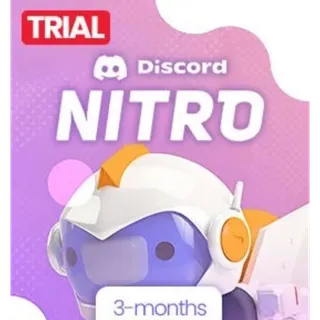 Discord Nitro - 3 Month TRIAL Subscription Key GLOBAL