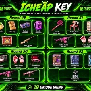 Rust Round 49+50+51+52 - 19 Skins - All Skins - Twitch Drop