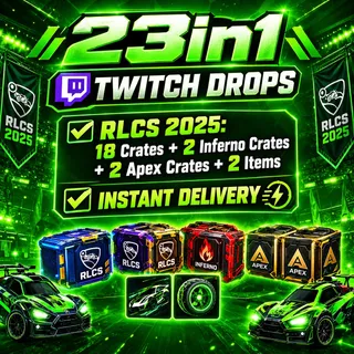 ☑️23in1 - RLCS 2025 Crates+2 Inferno Crates+ 2 Apex Crates+2 Items - Fast Delivery - Rocket League Twitch Drops 
