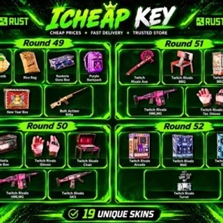 Rust Round 49+50+51+52 - 19 Skins - All Skins - Twitch Drop