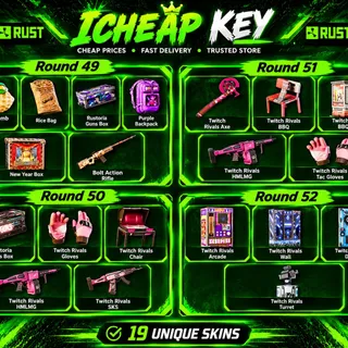Rust Round 49+50+51+52 - 19 Skins - All Skins - Twitch Drop