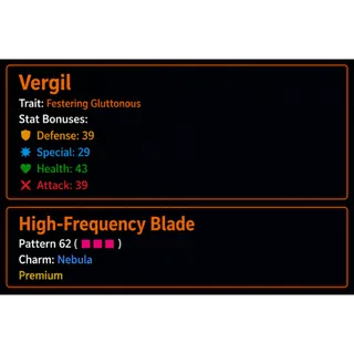 AUT | 150 STATS HEX GLUTT VERGIL + PREM P62 HFB NEBULA