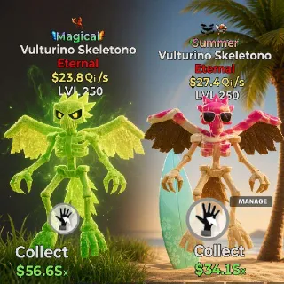 Fortnite Steal The Brainrot X2 Vulturino Skeletono Max Level 250