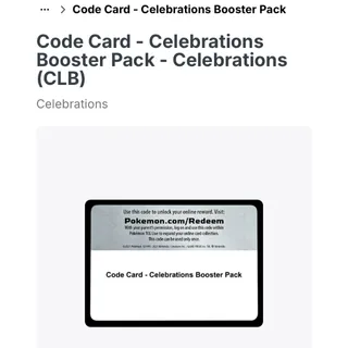 Pokémon celebrations pack code