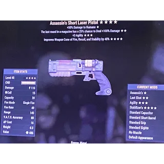 Assassins last shot agility stabilizers short laser pistol ALSAS