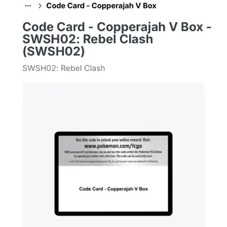 Pokémon copperajah v pack code
