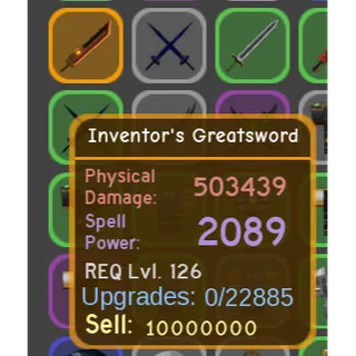 lvl 126 / inventors greatsword
