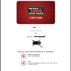 Ruth’s Chris gift card 