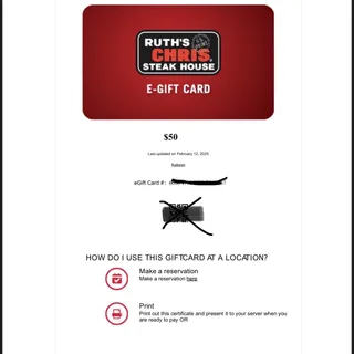 Ruth’s Chris Gift card 