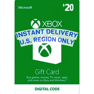 $20.00 Xbox Gift Card INSTANT DELIVERY