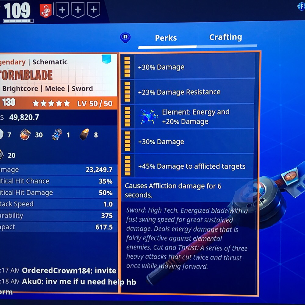 Fortnite Save The World Stormblade Perks Bundle Masamune And Stormblade 130 Articulos Digitales Gameflip