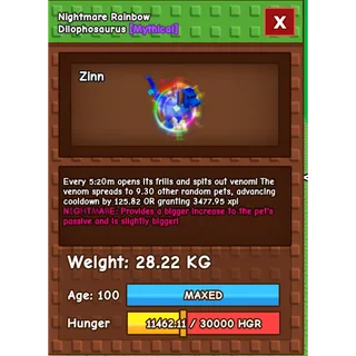 Nightmare Rainbow Hatched Dilo 28.22kg