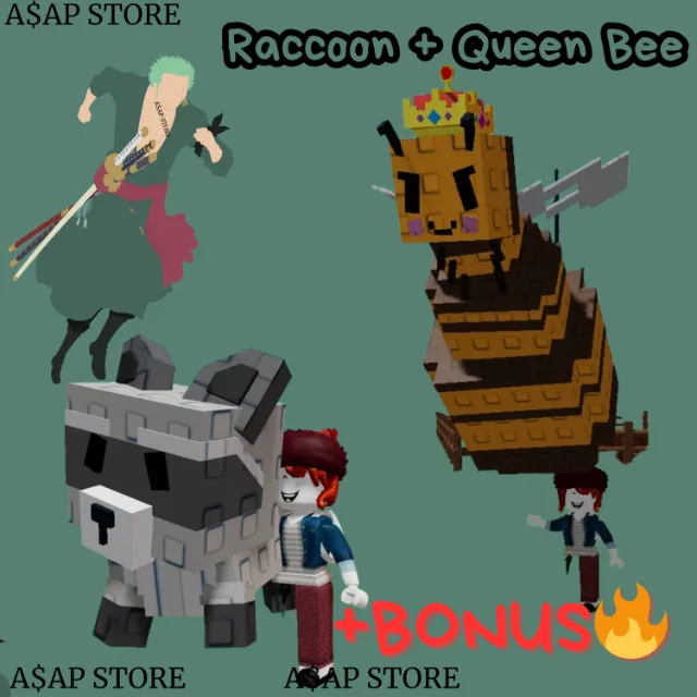 Raccoon + Queen Bee + BONUS 🩷 | Grow a Garden | Raccoon Pets | Pets ...