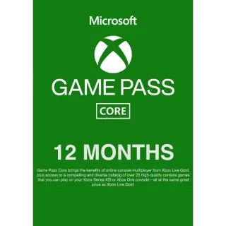 Xbox game pass Core 12 months Account