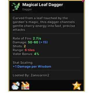 Custom order LEAF DAGGER PIXEL QUEST LEGENDARY