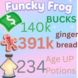 400k,GINGERBREAD , 133k bucks,  211 ageup portions. ADOPT ME , AGEUP AND BUCKS