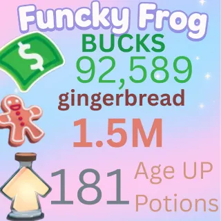 1.5M ginger bread 92,589k bucks  181 age up