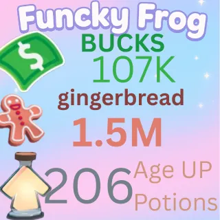 1.5M ginger bread 107k bucks  206 age up