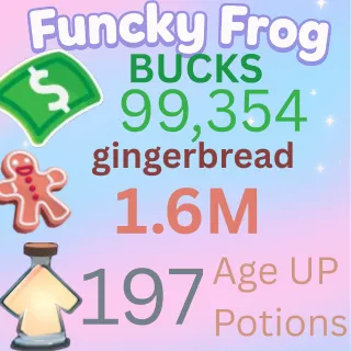 1.6M ginger bread 99,354k bucks 197 age up