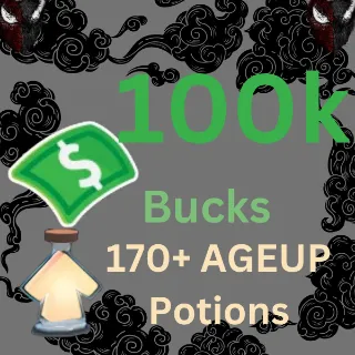 100k BUCKS / 170+AGEUP POTIONS- Adopt Me