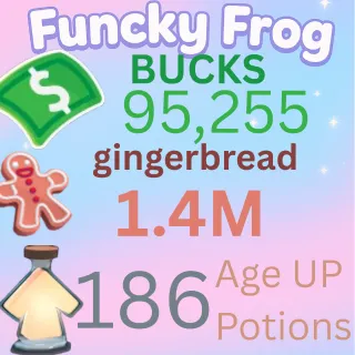 1.4M ginger bread   95,255k bucks  186 age up