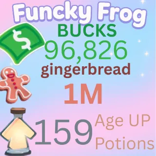 1M ginger bread 96,862k bucks 159 age up