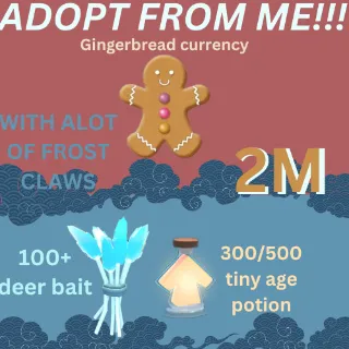 2 MILLION GINGERBREAD ADOPT ME CHRISTMAS EVENT 300-500 TINY AGE-UP POTION 100+ WINTER DEER BAIT FREE FROSTCLAWS