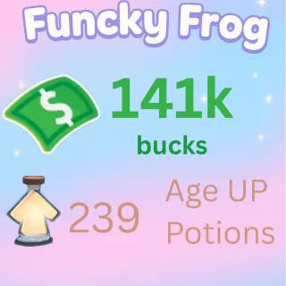 141k Bucks , 239 Ageup portions. Adopt me Bucks and Ageup Potions 