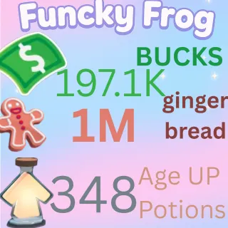 1M ,GINGERBREAD , 197.1 k bucks,  348 ageup portions. ADOPT ME , AGEUP AND BUCKS
