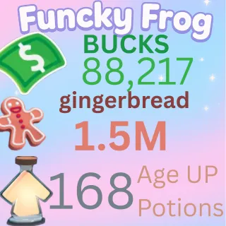 1.5M ginger bread 88,217k bucks  168 age up