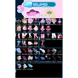 INSTANT DELIVERY - ROYALE HIGH ACCOUNT LVL 312 w/ 52K+ Diamond & Lots of Accessories [UNVERIFIED]