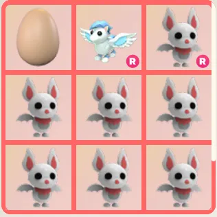 ADOPT ME | 7X ALBINO BAT + R WINGED HORSE + ZODIAC MINION EGG