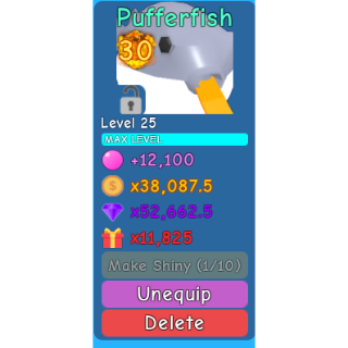 Pet Bgs Pufferfish Maxed 100 In Game Items Gameflip - puffer fish roblox