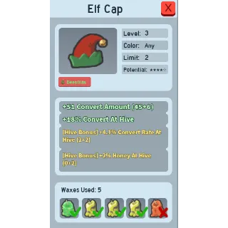 2% honey at hive elf cap bee swarm