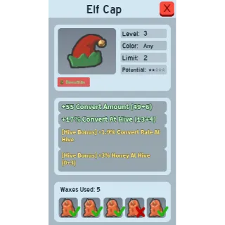 3% hah elf cap bee swarm