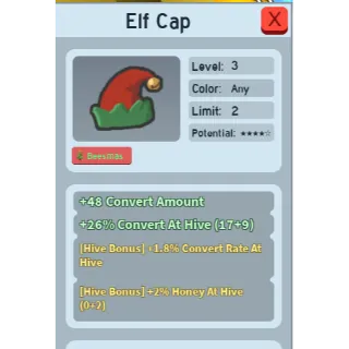 2% honey at hive elf cap bee swarm