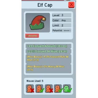 2% honey at hive elf cap bee swarm