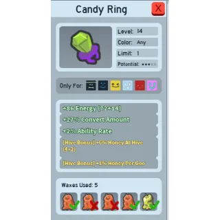 6% hah candy ring bee swarm