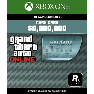GTA Online (GTA 5): Megalodon Shark Cash Card 8,000,000$ XBOX ONE KEY GLOBAL