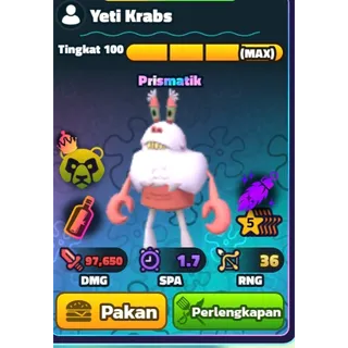 5 STAR YETI KRABS SERIAL GOLD NC LOI| SPONGEBOB TOWER DEFENSE 2