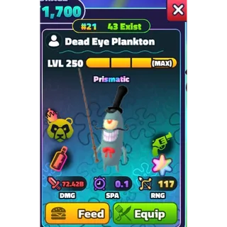SUPERSTAR DEAD EYE PLANKTON NC HDS SERIAL RAINBOW | SPONGEBOB TOWER DEFENSE