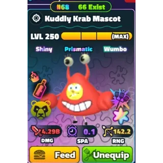 SUPERSTAR SW KUDDLY KRAB MASCOT NC HDS SERIAL RAINBOW | SPONGEBOB TOWER DEFENSE