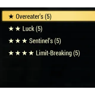 Overeater, Luck, Sentinel, Limit