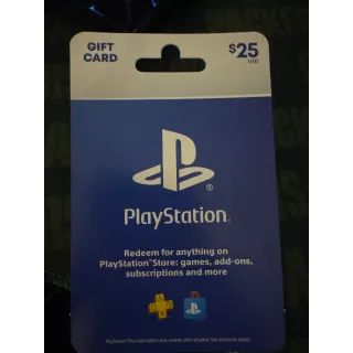 $25.00 USD PlayStation Store