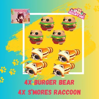 4X BURGER BEAR + 4X S'MORES RACCOON