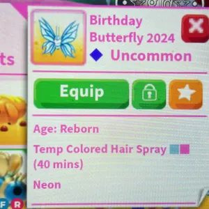 Neon Bday Butterfly 24