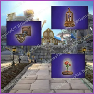 Bluebird's Golden Cage  Preserved Gift of Gilneas  Blackboard and Hoop Playset Wow Housing items