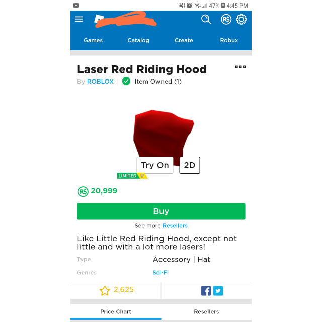 Collectibles Laser Red Riding Hood In Game Items Gameflip - laser gun red roblox catalog