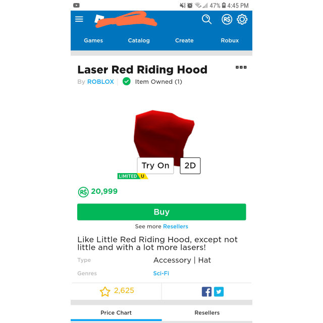 Collectibles Laser Red Riding Hood In Game Items Gameflip - roblox hood games